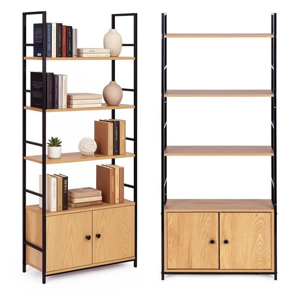 Industriel loftshylde med skab og 4 hylder ModernHome