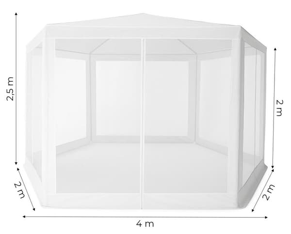 Havehandel Pavillon Telt 2x2x2 m med Myggenet Hvid MultiGarden