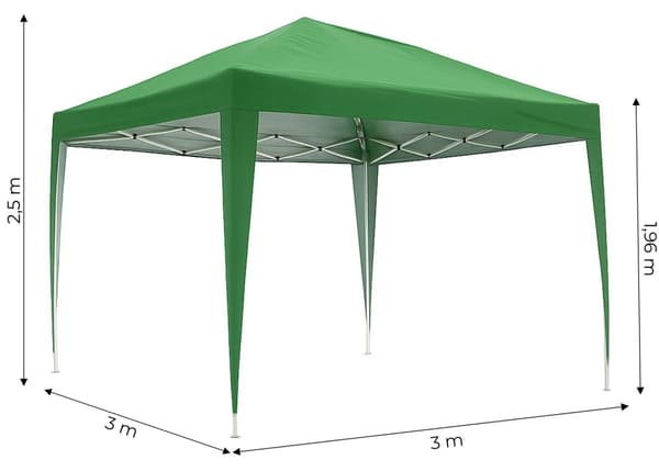 Puutarhapaviljonki teltta 3x3 m Pop-Up katos puutarhaan tai terassille MultiGarden