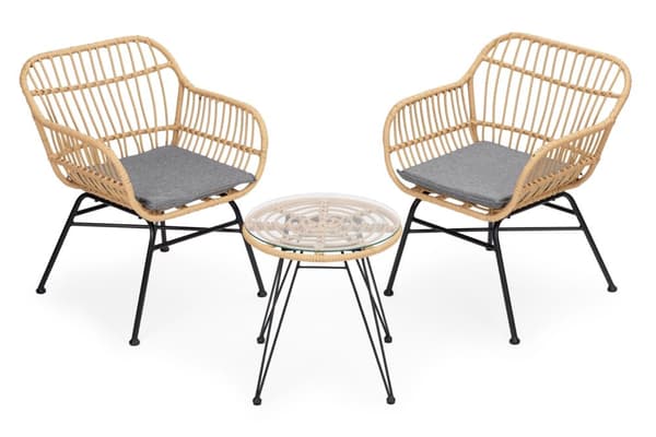 Havemøbelsæt med rattanlignende finish – stole, bord + puder MultiGarden