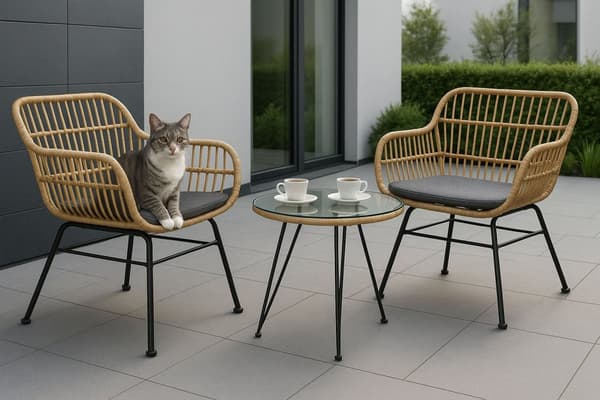 Havemøbelsæt med rattanlignende finish – stole, bord + puder MultiGarden