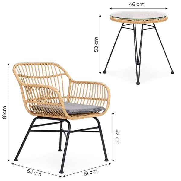Havemøbelsæt med rattanlignende finish – stole, bord + puder MultiGarden