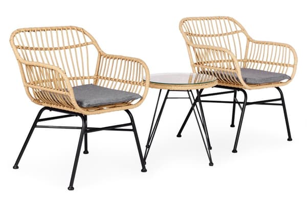 Havemøbelsæt med rattanlignende finish – stole, bord + puder MultiGarden