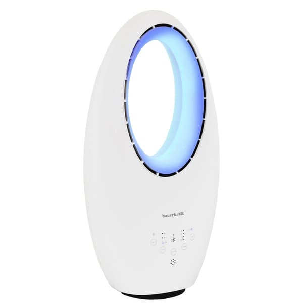 Moderne bladløs stående gulvventilator 60W – 3 tilstande, fjernbetjening, timer, LED-belysning