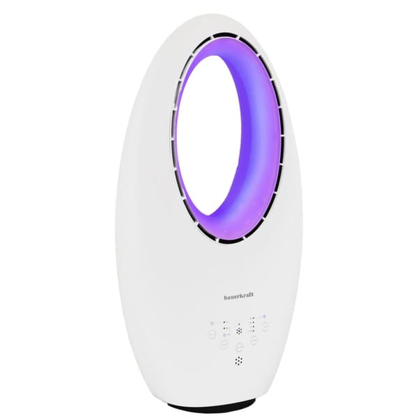 Moderne bladløs stående gulvventilator 60W – 3 tilstande, fjernbetjening, timer, LED-belysning