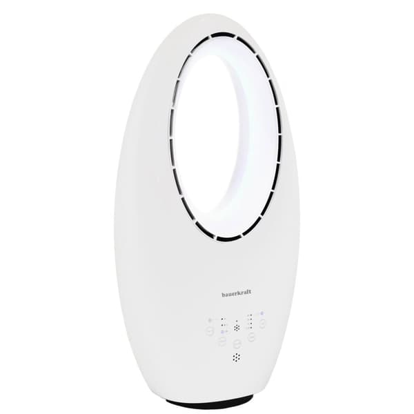 Moderne bladløs stående gulvventilator 60W – 3 tilstande, fjernbetjening, timer, LED-belysning