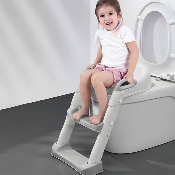 Toiletsæde til børn med trin og stige, blå, ECOTOYS