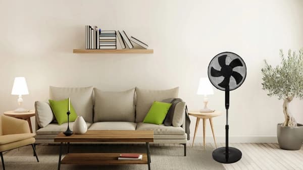 Stående gulvvifte 45W – 3 moduser, 5 blader, timer, fjernkontroll
