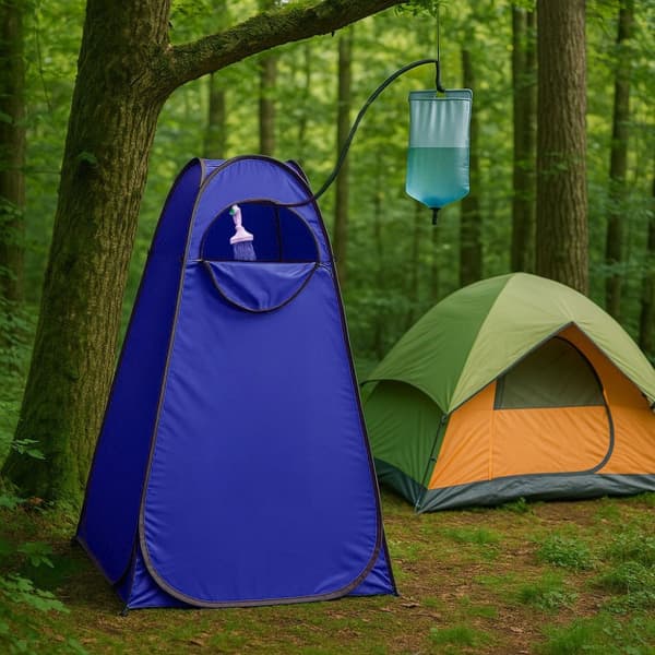 Pop-Up Camping Telt Omklædningsrum Bruser WC Hytte Blå MultiGarden