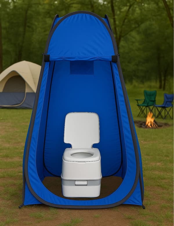 Pop-Up Camping Telt Omklædningsrum Bruser WC Hytte Blå MultiGarden