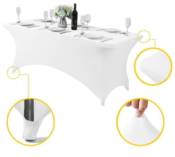 Universal Borddæksel til Catering Bord 240 cm 8FT White Stretch MultiGarden