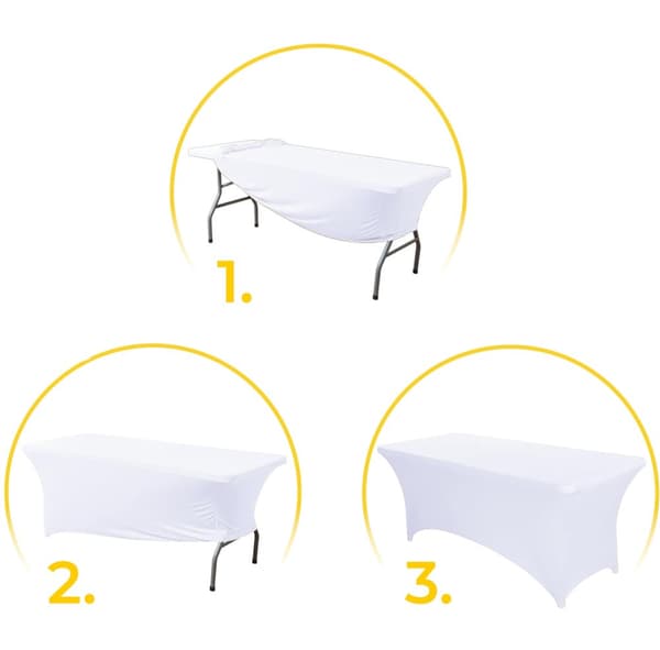 Universal Borddæksel til Catering Bord 240 cm 8FT White Stretch MultiGarden