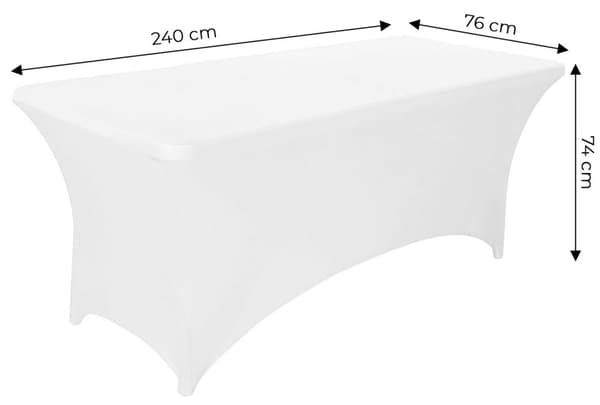 Universal Borddæksel til Catering Bord 240 cm 8FT White Stretch MultiGarden