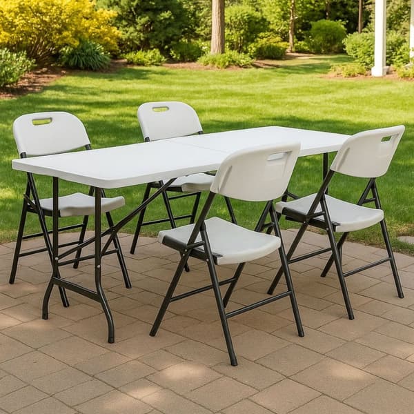 Catering Sæt – Klapbord + 4 Stole HDPE Hvid MultiGarden