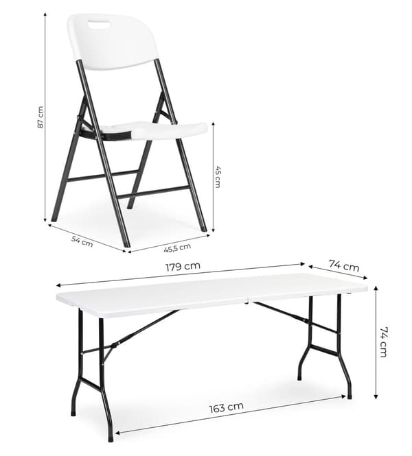 Catering Sæt – Klapbord + 4 Stole HDPE Hvid MultiGarden