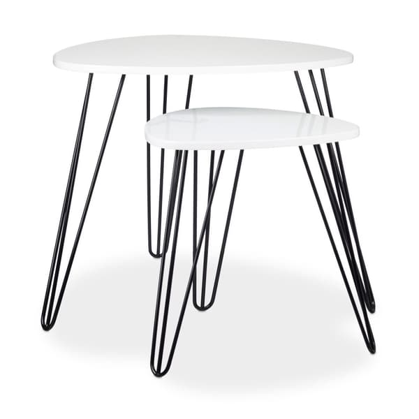 Hvidt sidebord sæt med 2 stk