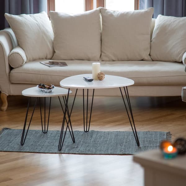 Hvidt sidebord sæt med 2 stk