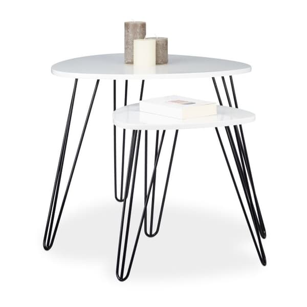 Hvidt sidebord sæt med 2 stk