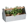 Miniatyrbillede 1 af 8: Zink blomsterkasse med træhåndtag