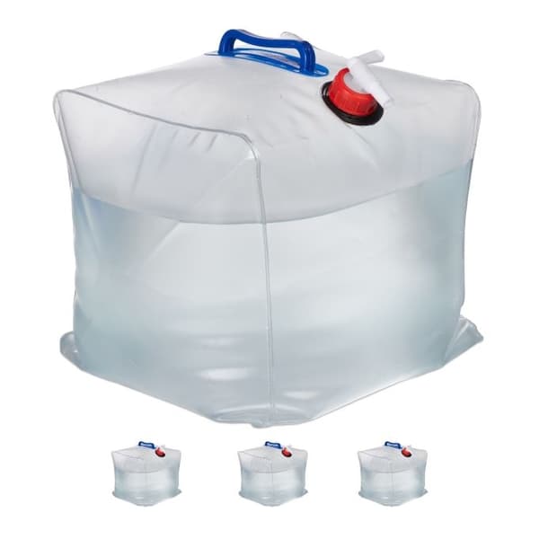Sett med 4 sammenleggbare vannbeholdere 20 L