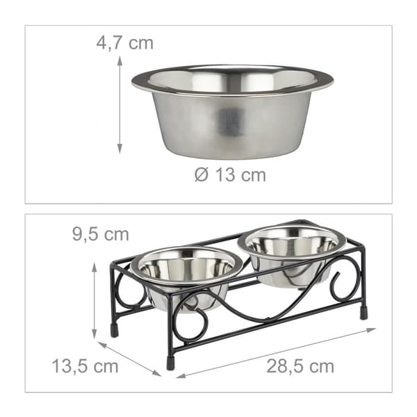 Hundeskålsæt med udsmykket holder