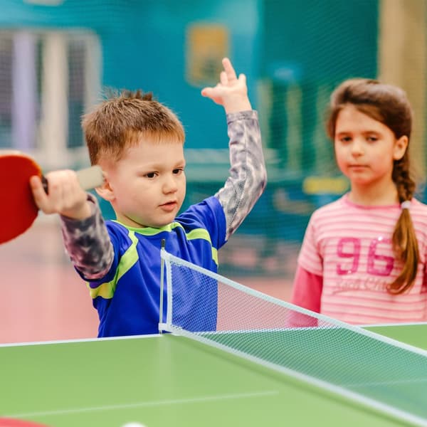 Grønt bordtennisbord med tilbehør