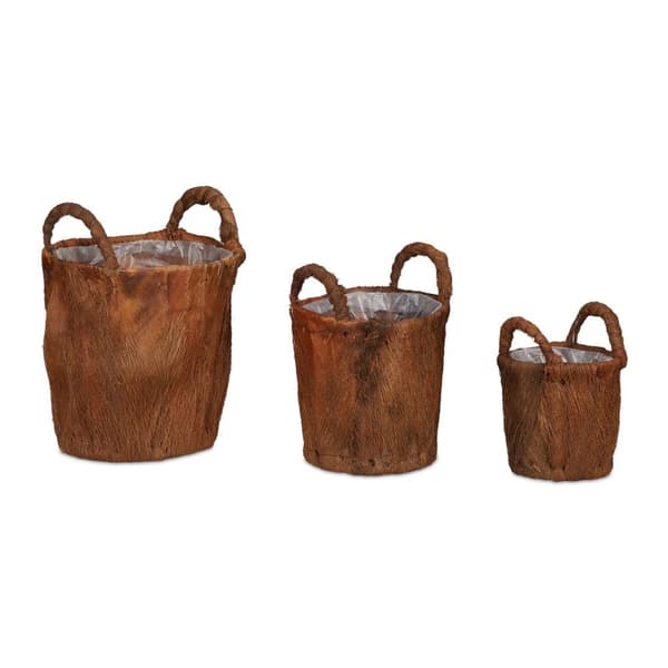 3x urtepotter lavet af kokosblade