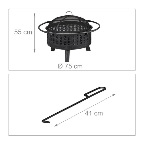 Ildskål med gnistbeskyttelse og grill