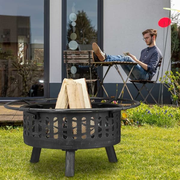 Ildskål med gnistbeskyttelse og grill