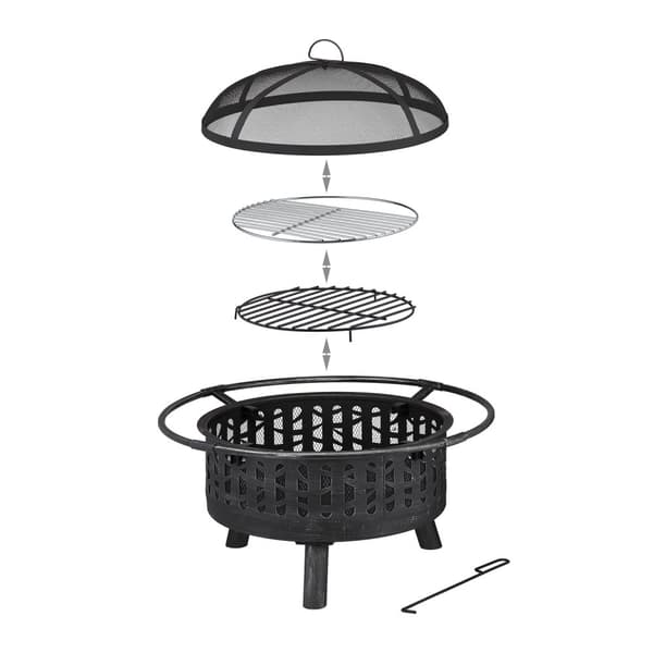 Ildskål med gnistbeskyttelse og grill