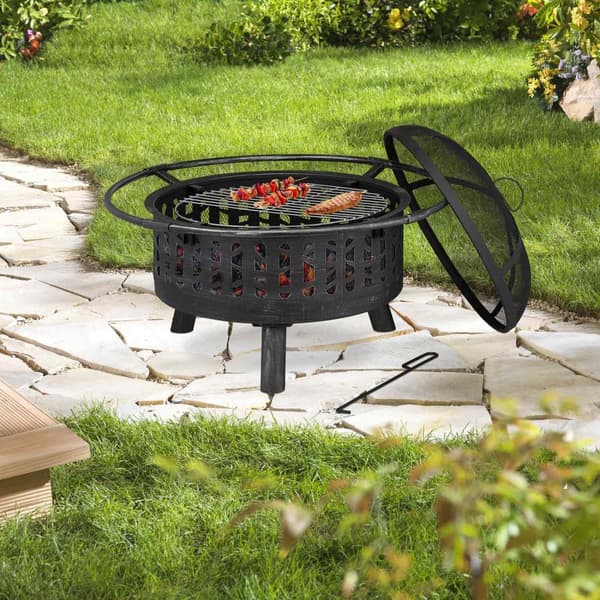 Ildskål med gnistbeskyttelse og grill
