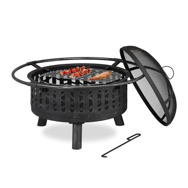Ildskål med gnistbeskyttelse og grill