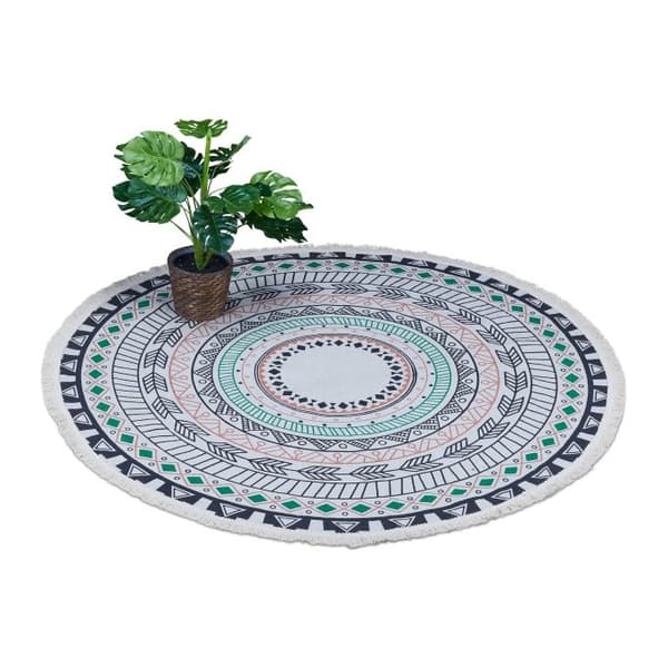 Rundt tæppe med mandala design