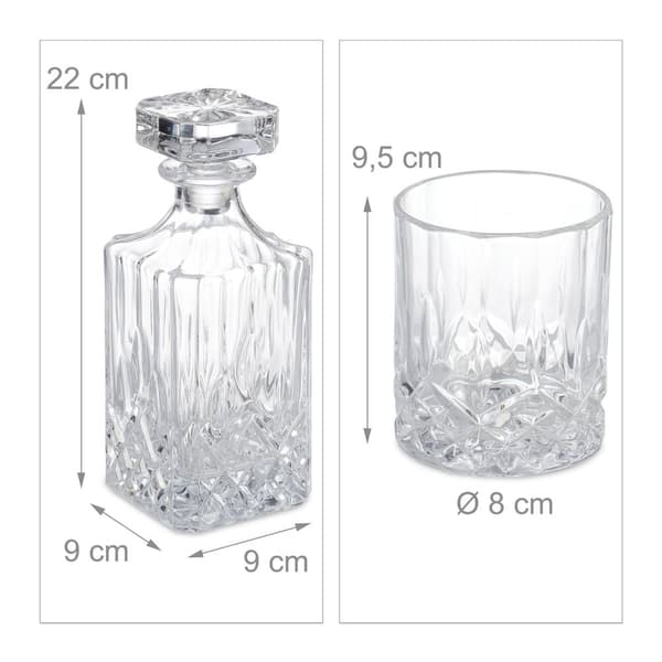 5-delt whiskysett Karaffel og glass