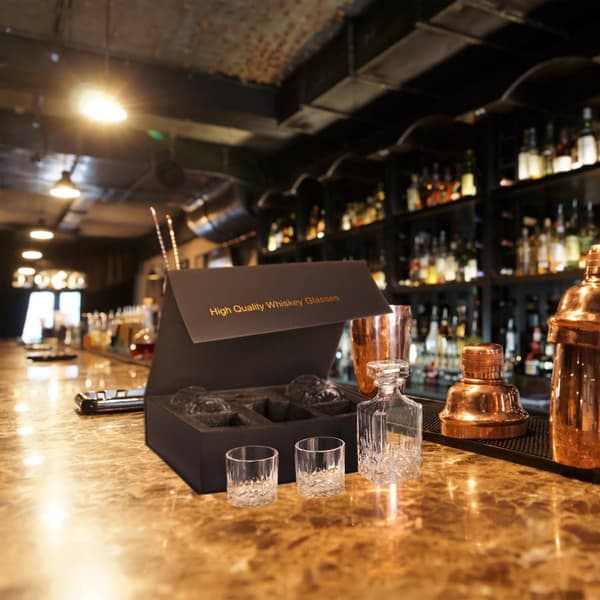 5-delt whiskysett Karaffel og glass