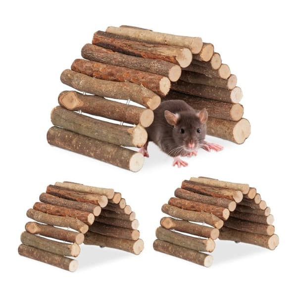 Sæt med 3 Rodent Bridge Wood 10 x 22 cm