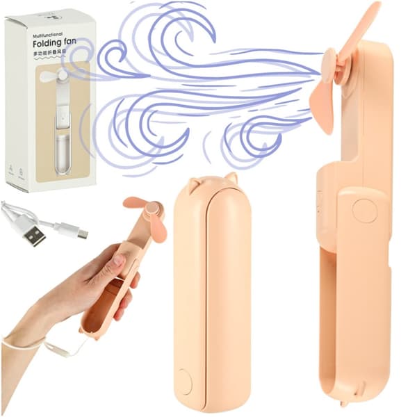 Mini håndvifte sammenleggbar USB rosa