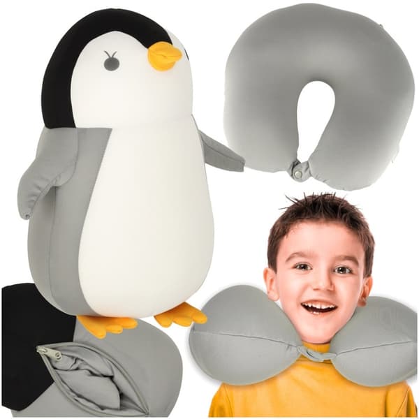 Rejsepude 2i1 kornet under nakke maske pingvin