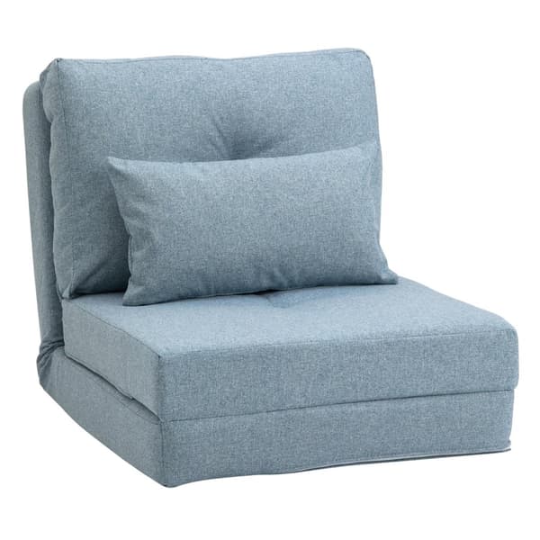 Gulvstol foldemadras liggeunderlag, 2-i-1 design, aftagelig pude, 60 x 80 x 56 cm, himmelblå