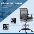 Miniatyrbillede 5 af 10: Kontorstol, højdejusterbar skrivebordsstol med fodstøtte, mesh ryglæn, rullebar, plastik, sort