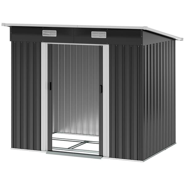 Metal redskabsskur 2,3 m² 207 x 130 x 182 cm med pent tag vinduesgulvramme sort