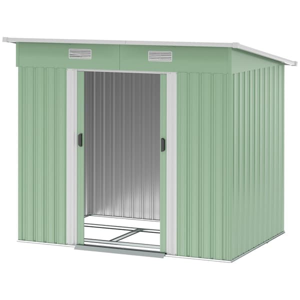 Redskapsbod i metall 2,3 m² 207 x 130 x 182 cm med takvindu gulvramme grønn