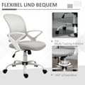 Miniatyrbillede 7 af 10: Kontorstol, skrivebordsstol med hjul, ergonomisk, højdejusterbar, grå