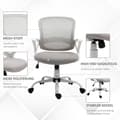Miniatyrbillede 8 af 10: Kontorstol, skrivebordsstol med hjul, ergonomisk, højdejusterbar, grå