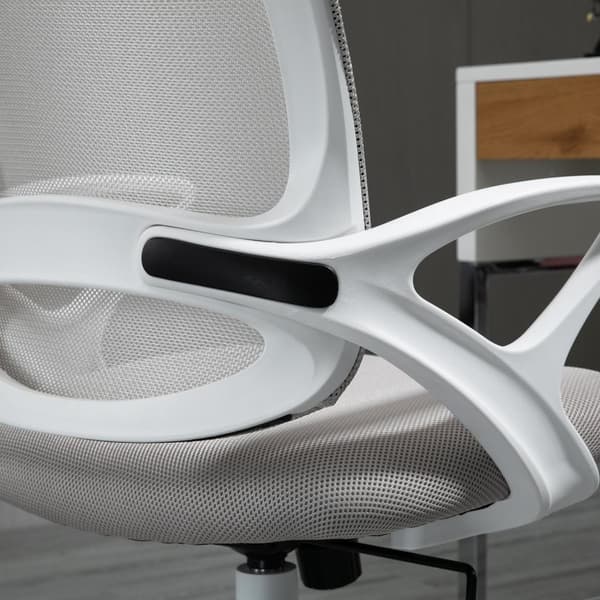 Kontorstol, skrivebordsstol med hjul, ergonomisk, højdejusterbar, grå