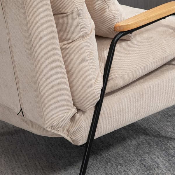 Polstret lænestol med fodskammel, lænestol med lænefunktion, polstret stol, hynde, tv-lænestol, 68 x 91,5 x 88 cm, beige