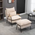 Miniatyrbillede 2 af 10: Polstret lænestol med fodskammel, lænestol med lænefunktion, polstret stol, hynde, tv-lænestol, 68 x 91,5 x 88 cm, beige