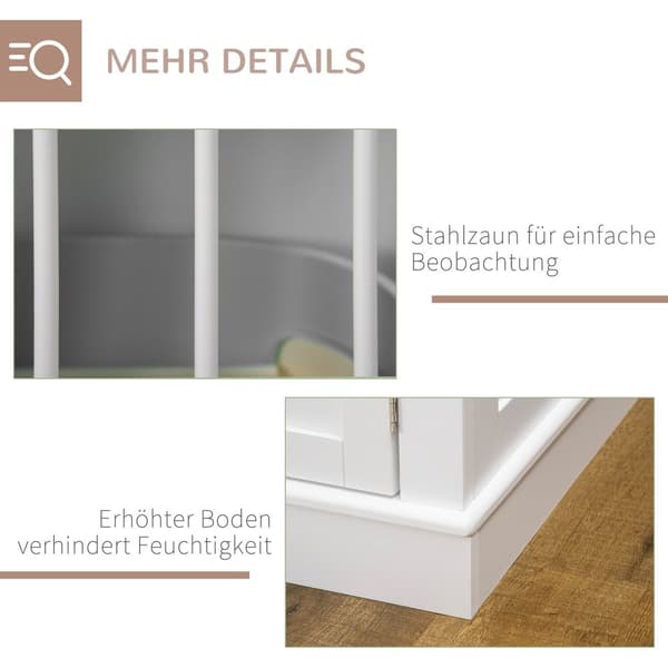 Hundebur, møbel med 3 døre, hundehus, hundeboks til hjemmet, 78 x 53 x 59,3 cm, hvid