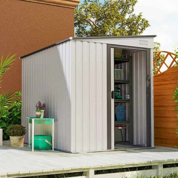 Værktøjsskur i metal 2,81m² 154x206,5x181 cm redskabsskur med pent tagfundament