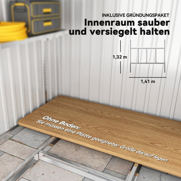 Værktøjsskur i metal 2,81m² 154x206,5x181 cm redskabsskur med pent tagfundament